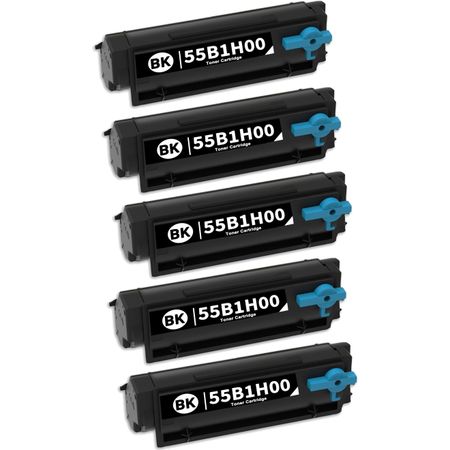 5 Pack Lexmark 55B1H00 Black Compatible High-Yield Toner Cartridge