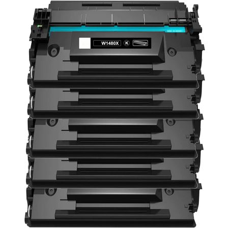 5 Pack HP 148X Black Compatible High-Yield Toner Cartridge (W1480X)