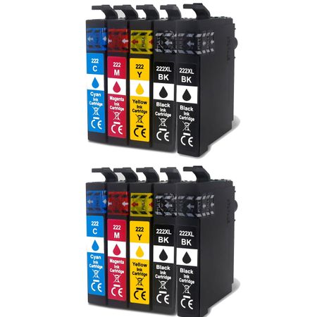 10 Pack Epson 222XL & 222 High-Yield Remanufactured Ink Cartridges (T222XL-BCS)