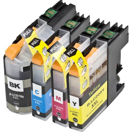 4 Pack Brother LC207 & LC205 Compatible Super High-Yield Ink Cartridges