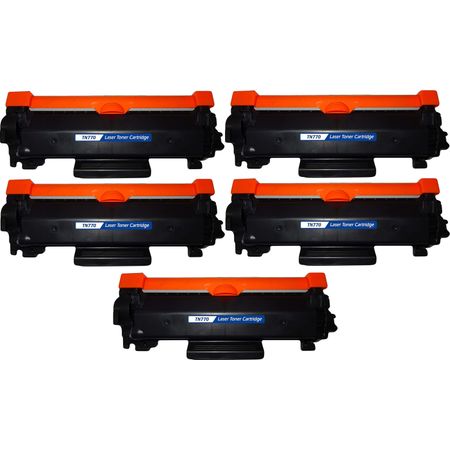 5 Pack Brother TN770 Black Compatible Super High-Yield Toner Cartridges
